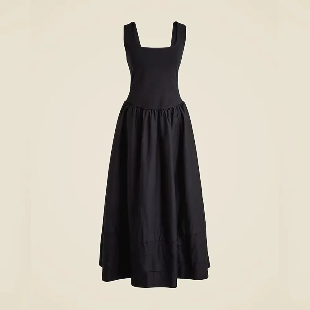 NWT J CREW Drop-waist mixy dress in black